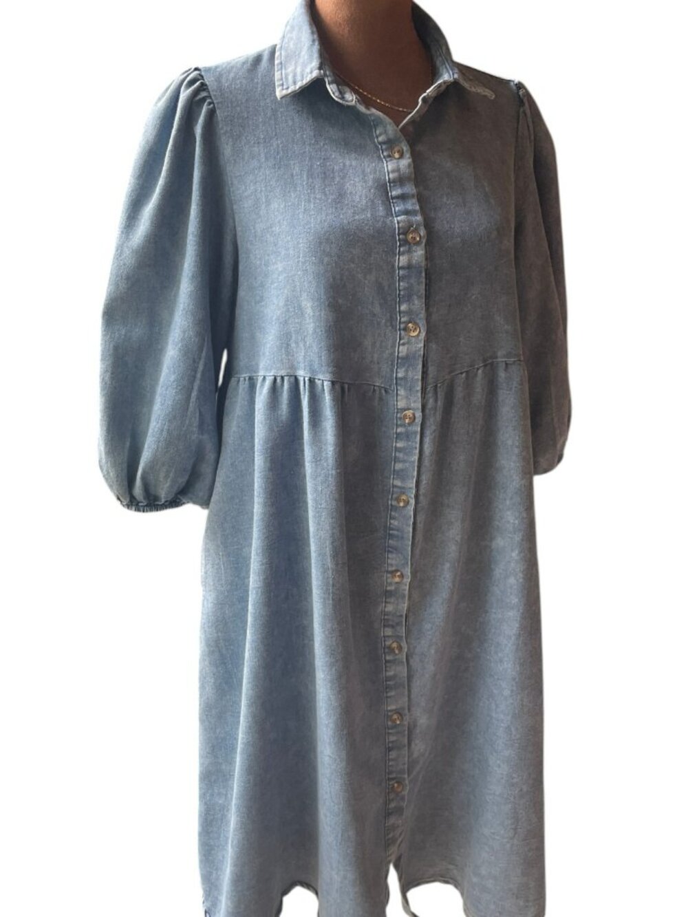Polagram Modest Soft Chambray Midi Dress – Size S  Cottagecore